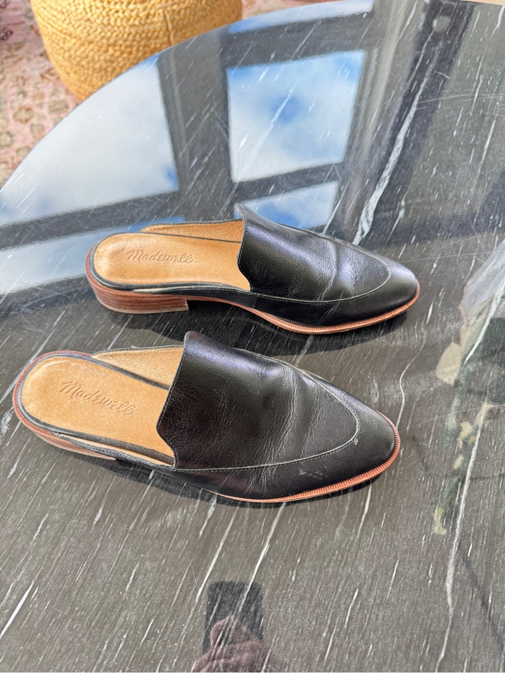 Madewell Black Leather Slip-On Mules
